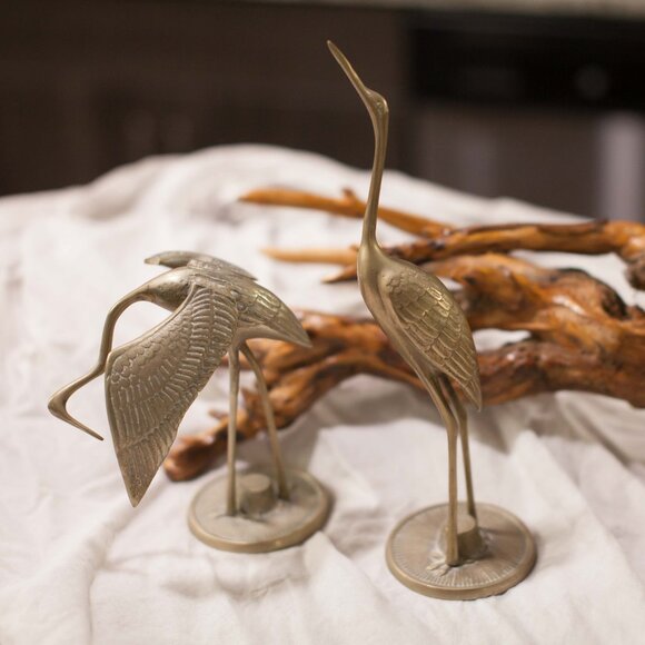 Bronze Crane Figurines